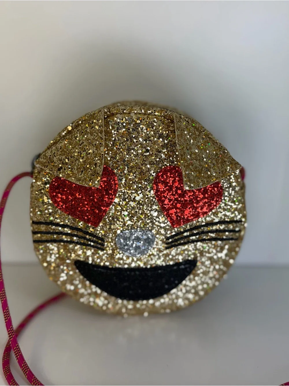 Crewcuts Gold Glitter Heart-Eyes Emoji Mini Crossbody 😍